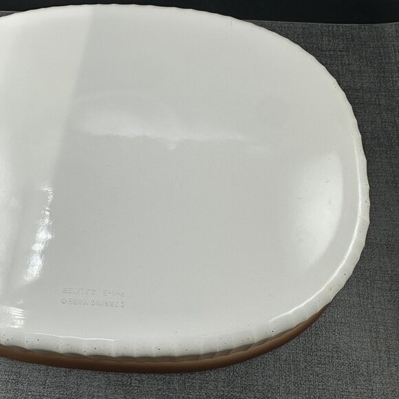 Vtg Corning Ware Oval Casserole F-4-B 2.5L French White Brown Ombre Ribbed - Picture 11 of 16